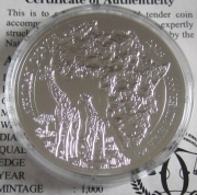 Rwanda 50 Amafaranga 2018 Wildlife Giraffe 1 Oz Silver Proof