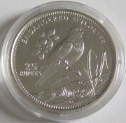 Seychelles 25 Rupees 1993 Wildlife Magpie-Robin Silver