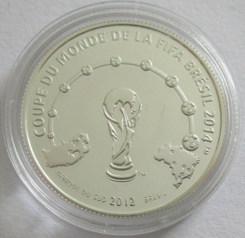Ivory Coast 1000 Francs 2012 Football World Cup Brazil Silver