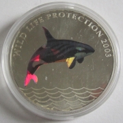 DR Congo 10 Francs 2003 Wildlife Orca / Killer Whale Silver