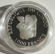 Kongo 1000 Francs 2000 Tiere Weißstorch