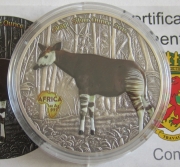 Kongo 1000 Francs 2015 Tiere Okapi Koloriert