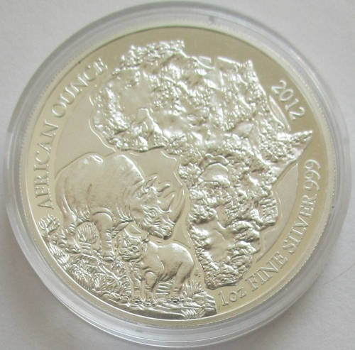 Rwanda 50 Amafaranga 2012 Wildlife Rhinoceros 1 Oz Silver Proof