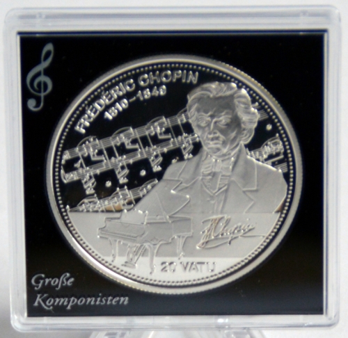 Vanuatu 20 Vatu 2014 Composers Frédéric Chopin Silver