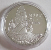 Aruba 25 Florin 1992 Olympia Barcelona Segeln PP