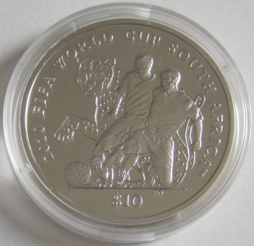 British Virgin Islands 10 Dollars 2009 Football World Cup South Africa Silver