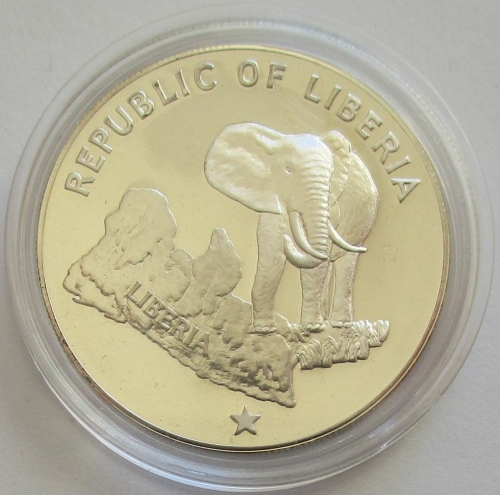 Liberia 5 Dollars 1973 Elephant 1 Oz Silver Proof
