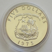 Liberia 5 Dollars 1973 Elephant 1 Oz Silver Proof