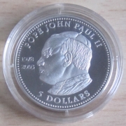 Liberia 5 Dollars 2003 25 Years Pontificate of Pope John...