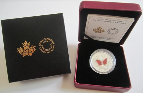 Canada 20 Dollars 2016 Colourful Wings of a Butterfly 1 Oz Silver