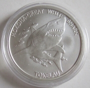 Tokelau 5 Dollars 2015 Mokoha / Great White Shark 1 Oz...