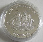 Fiji 10 Dollars 2001 Ships HMS Providence Silver