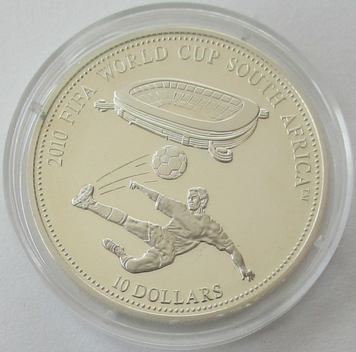 Fiji 10 Dollars 2009 Football World Cup South Africa Silver