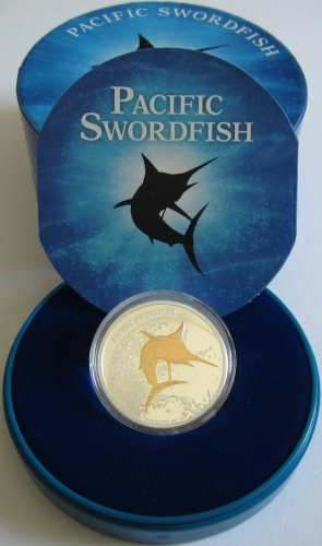 Fiji 2 Dollars 2011 Pacific Swordfish Gilded 1 Oz Silver