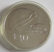 Fiji 20 Dollars 1978 15 Years WWF Cowry Silver BU