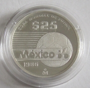 Mexico 25 Pesos 1986 Football World Cup Ball 1/4 Oz Silver Proof