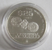 Mexiko 25 Pesos 1985 Fußball-WM Rosette PP