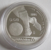 Mexico 50 Pesos 1986 Football World Cup Dribbling 1/2 Oz...