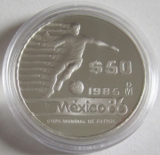 Mexiko 50 Pesos 1985 Fußball-WM Spieler PP