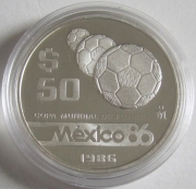 Mexiko 50 Pesos 1986 Fußball-WM Bälle PP