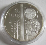 Mexico 100 Pesos 1985 Football World Cup Juggling 1 Oz Silver Proof