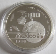 Mexico 100 Pesos 1986 Football World Cup Globe 1 Oz...