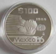 Mexiko 100 Pesos 1986 Fußball-WM Torwart PP