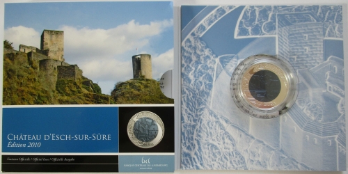 Luxembourg 5 Euro 2010 Castle Esch-sur-Sûre Silver Niobium