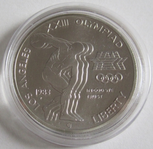 USA 1 Dollar 1983 Olympics Los Angeles Discus Throw "P" Silver BU