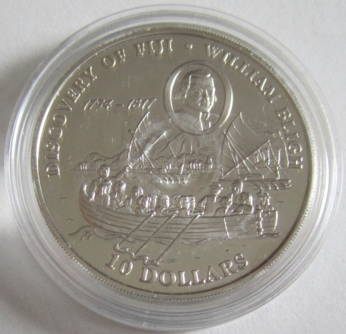 Fiji 10 Dollars 1993 350 Years Discovery William Bligh Silver