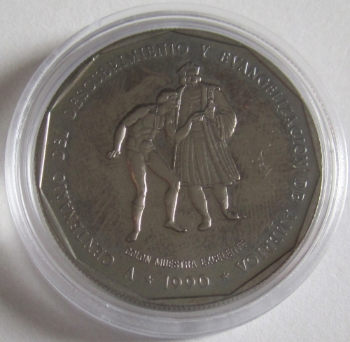 Dominikanische Republik 1 Peso 1990 500 Jahre Amerika Kolumbus & Karibe BU