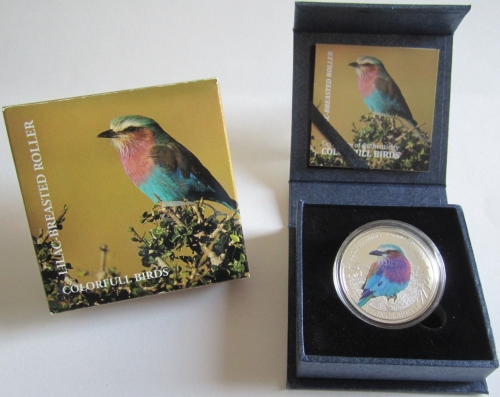 Burkina Faso 500 Francs 2013 Colorfull Birds Lilac-Breasted Roller 1/2 Oz Silver