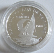 Nicaragua 50 Cordobas 1988 Olympics Seoul Sailing Silver