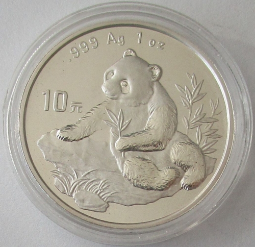 China 10 Yuan 1998 Panda Shenyang Mint (Large Date) 1 Oz Silver
