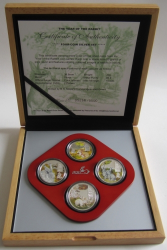 Cook-Inseln 4 x 2 Dollars 2011 Lunar Hase
