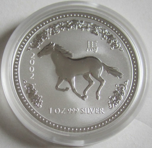 Australia 1 Dollar 2002 Lunar I Horse 1 Oz Silver