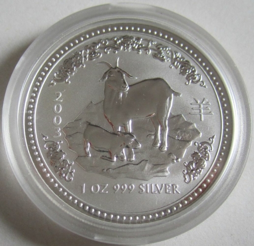 Australia 1 Dollar 2003 Lunar I Goat 1 Oz Silver