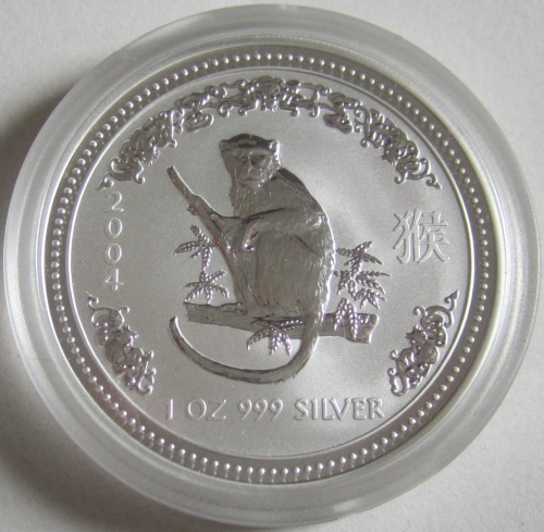 Australia 1 Dollar 2004 Lunar I Monkey 1 Oz Silver