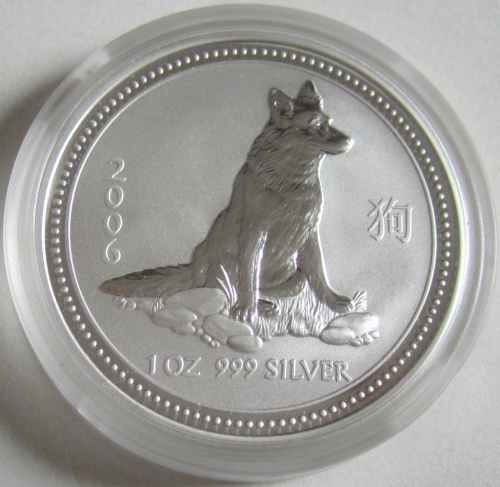 Australia 1 Dollar 2006 Lunar I Dog 1 Oz Silver