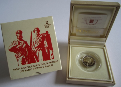 Vatican 2 Euro 2017 1950 Years Martyrium of Saint Peter & Saint Paul Proof