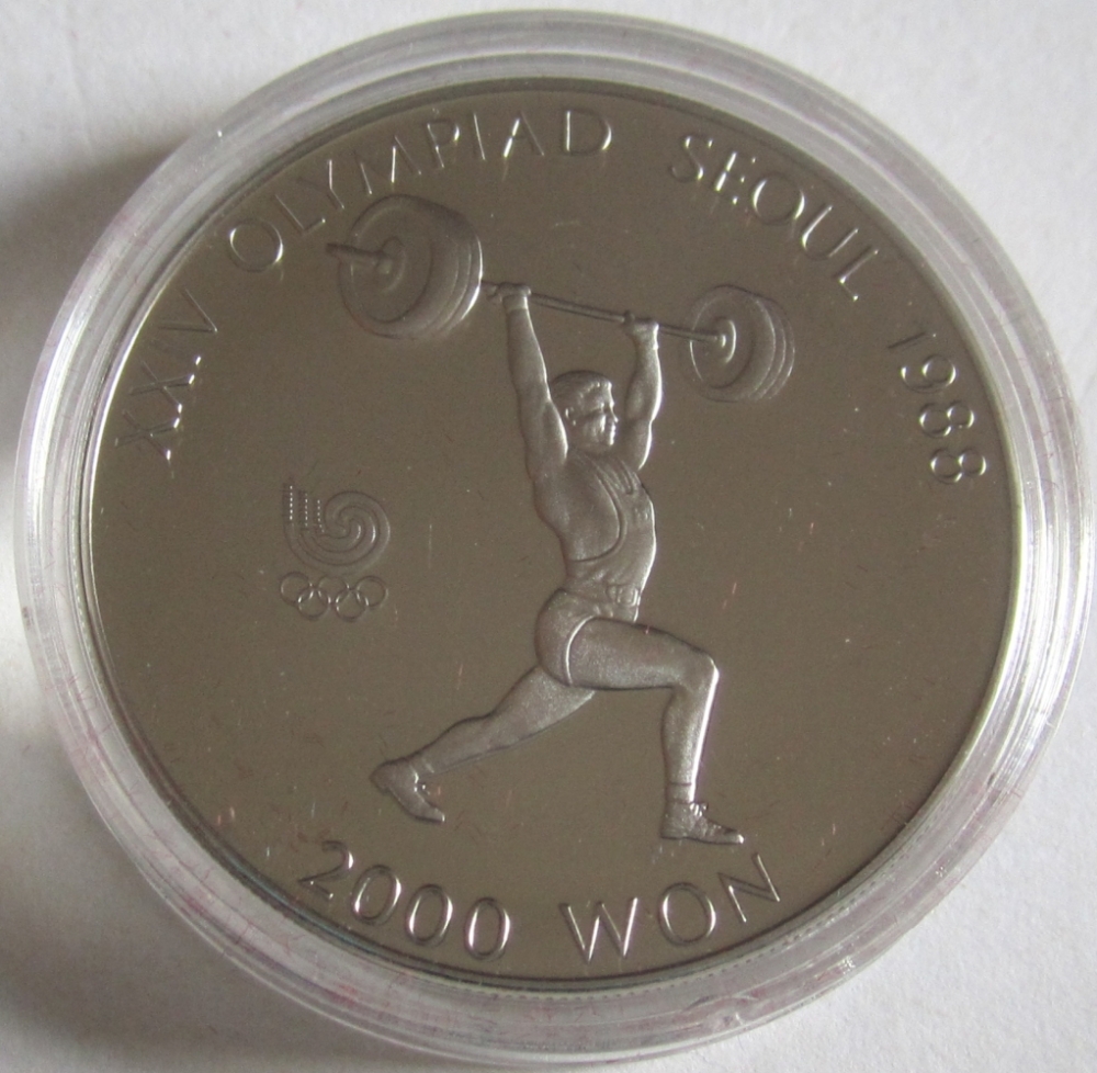 Südkorea 2000 Won 1988 Olympia Seoul Gewichtheben PP MagoMuenzen, 10