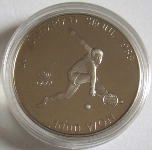 Südkorea 1000 Won 1987 Olympia Seoul Tennis PP
