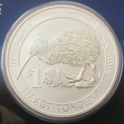 New Zealand 1 Dollar 2008 Kiwi 1 Oz Silver
