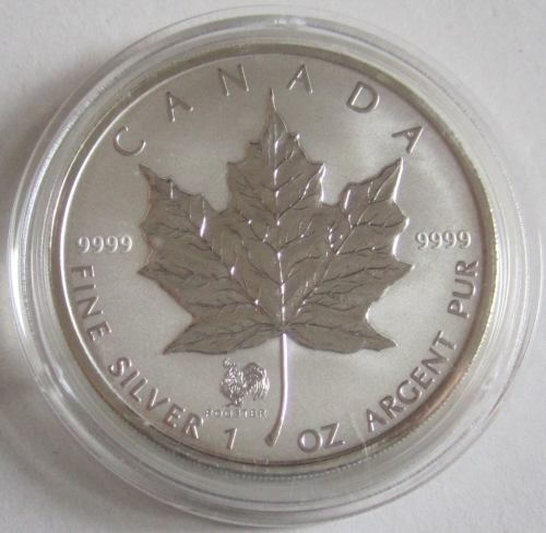 Canada 5 Dollars 2005 Maple Leaf Lunar Rooster Privy 1 Oz Silver