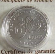 Monaco 10 Francs 1982 Grace Kelly Silver Essai