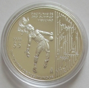 Mexico 5 Pesos 2008 Ibero-America Olympics Ulama Silver