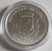 Congo 5000 Francs 2016 Silverback Gorilla 1 Oz Silver