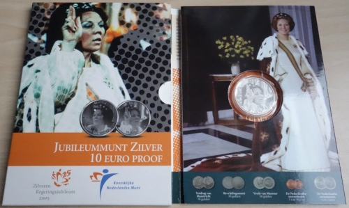 Niederlande 10 Euro 2005 25 Jahre Thronbesteigung Koningin Beatrix PP