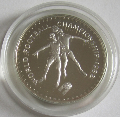 Lesotho 10 Maloti 1982 Football World Cup in Spain Header Silver