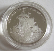 Jamaica 10 Dollars 1989 500 Years America Santa Maria Silver